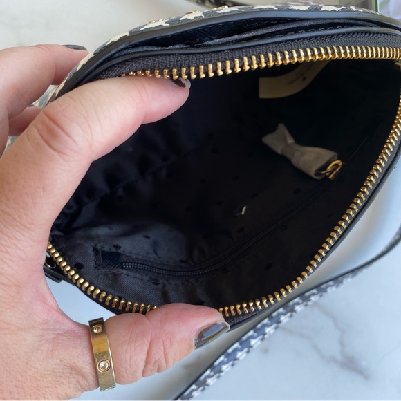 KATE SPADE Black & White Hilli Cameron Street Houndstooth Chain Crossbody - Picture 7 of 14